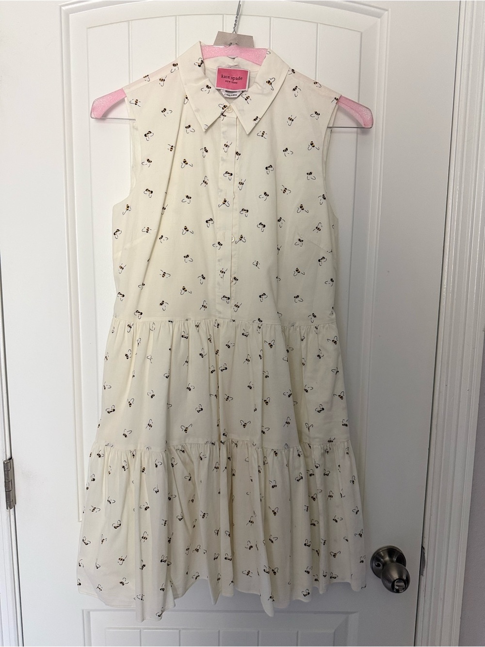 kate spade Cream Sleeveless Tiered Dress with Bee Print